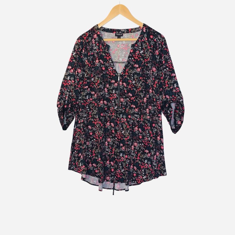 Torrid Blouse Womens 1 Floral Boho Peasant Hippie Flowy Cottagecore - Picture 5 of 9